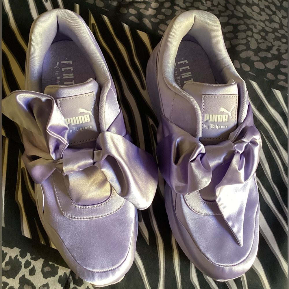 PUMA x FENTY Purple Satin Bow Sneakers size 8.5